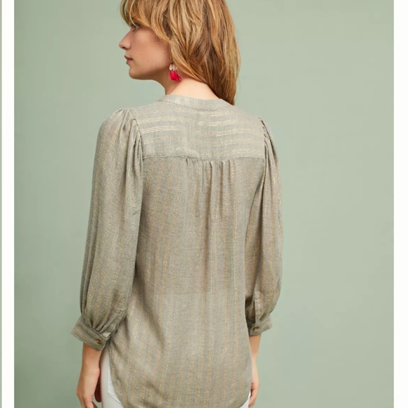 ANTHROPOLOGIE Itzel Metallic Buttondown Top by Akemi+Kin - Size 12 - Picture 3 of 16